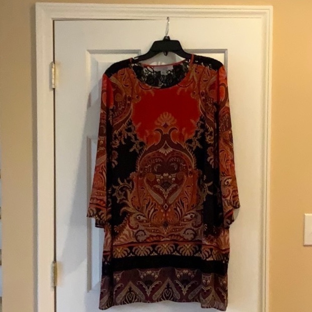NWT. Ruff Hewn size XL multi colored tunic with 3/4 length bell sleeves